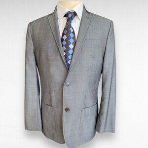Kenneth Cole Blazer Mens 42R Gray Sport Coat 2 Button‎ Suit Jacket Casual Modern